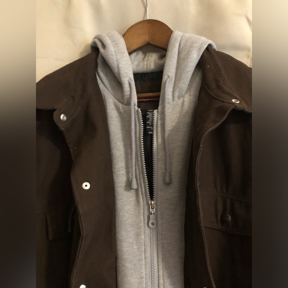 Craftsman Work Dark Brown Canvas Jacket with Hoodie - Picture 10 of 16